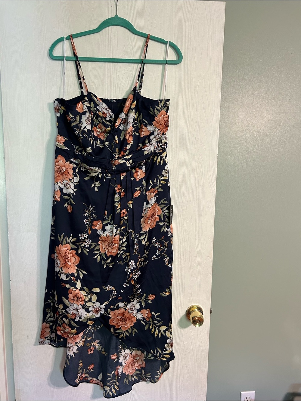 Lulu's Black Floral High-Low Spaghetti Strap Dress